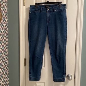 Talbots Sz 8 Flawless Five Pocket Crop Jeans - Laces by Ankles - Excellent C…